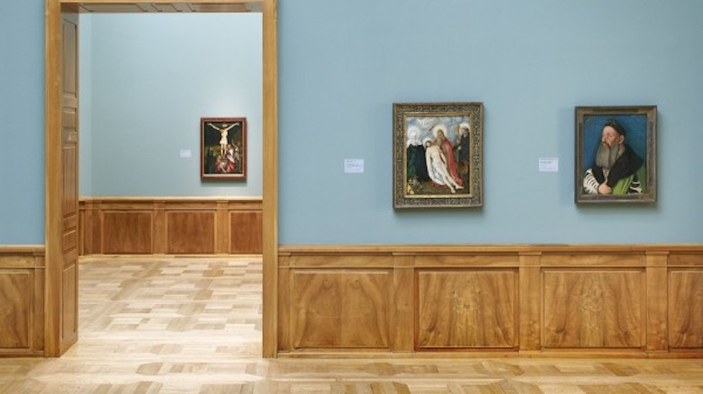 Hans Baldung, also called Grien, Portrait of Adalbert III von Bärenfels, oil on pine wood, 1526, Kunstmuseum Basel (acquired in 1910), shown on the far right of the photo, Photo: Simon Schmid, SNL.